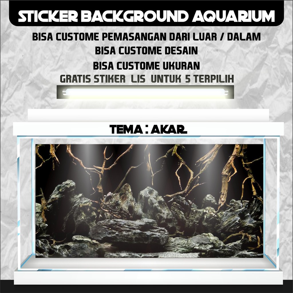 sticker wallpaper background aquarium belakang 3d tema gambar waterfall 3d