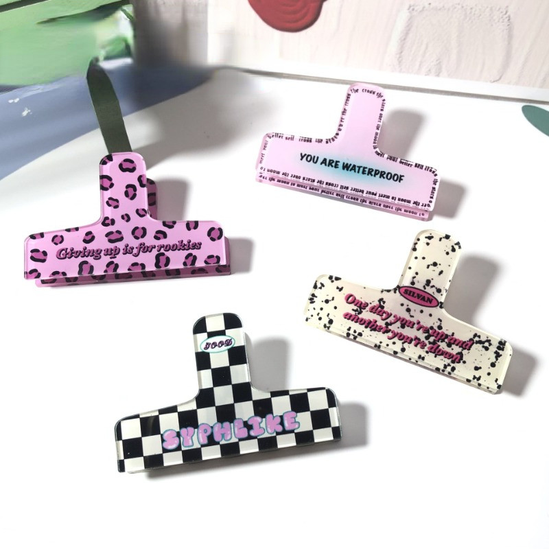 

2 Pcs Retro American Acrylic Binder Clip Planner Clips Paper Clamp Office Decorative Supplies School Stationery