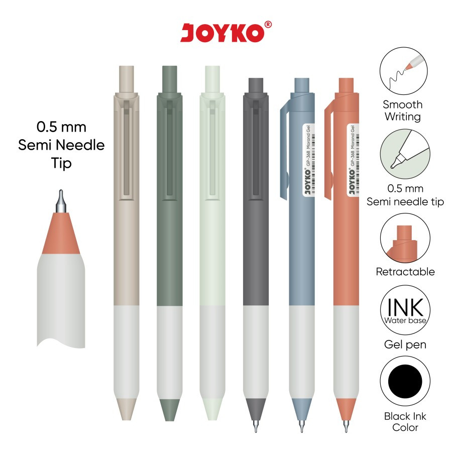 

(6 pen) Gel Pen Pulpen Pena Joyko GP-368 Morand Gel 0.5 mm