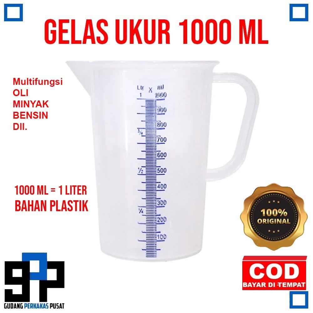 GELAS UKUR PLASTIK 1000 ML 1 LITER MULTIFUNGSI OLI MINYAK BENSIN