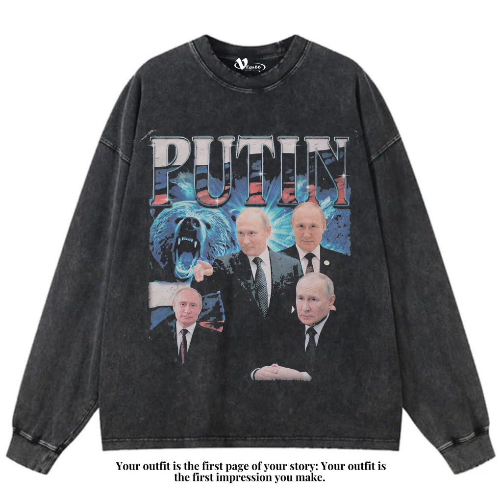VEGA88 *Putin Vladimir* Kaos oversize longsleeve | t-shirt oversized | kaos washed | washing | vinta