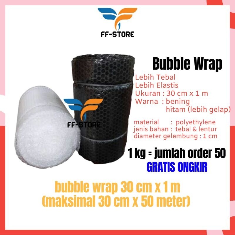 

[1Mx30Cm] Bubble Wrap Roll Hitam Putih Murah Bubble Warp Gulungan 1 m x 30 cm