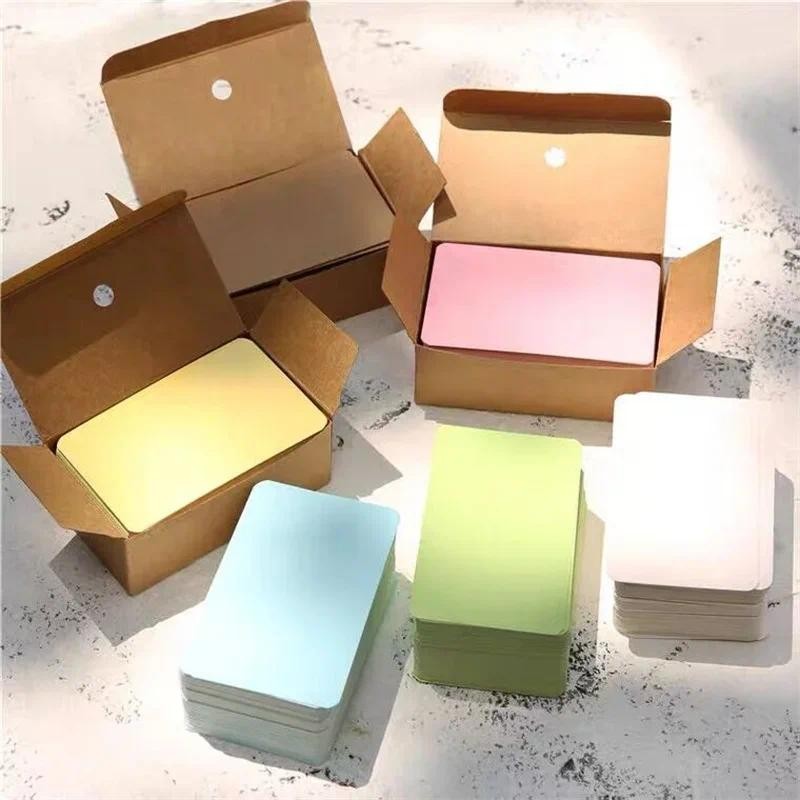 

100pcs/box Kraft Paper Card Color Blank Business Card Message Thank You Cards Writing Cards Label Bookmark Learning Card