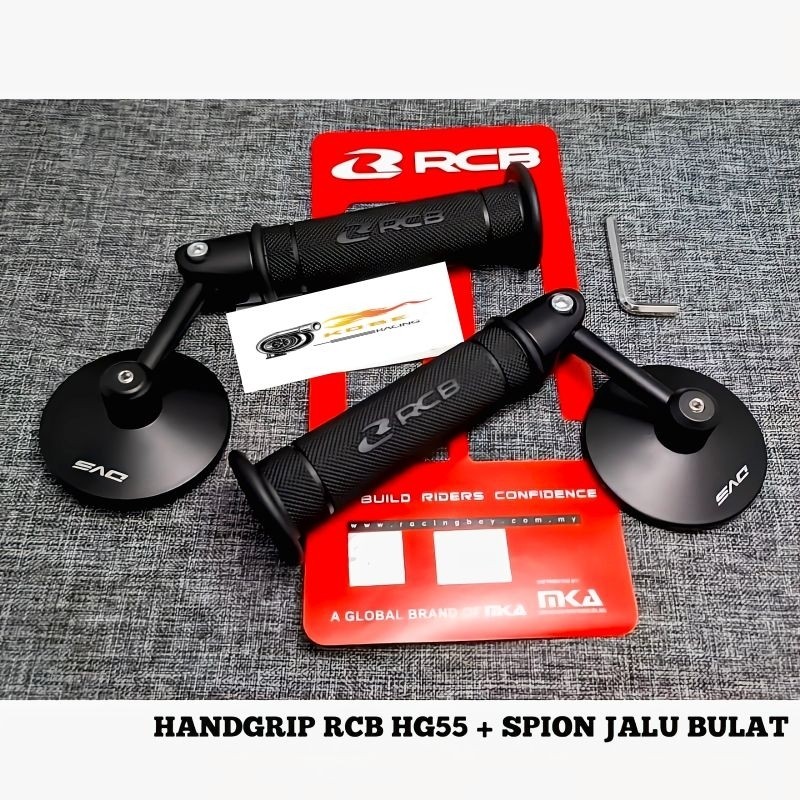 Handgrip RCB Original HG 55 + Spion Jalu Bulat Handgrip RCB Spion Jalu Cembung Universal Motor Spion