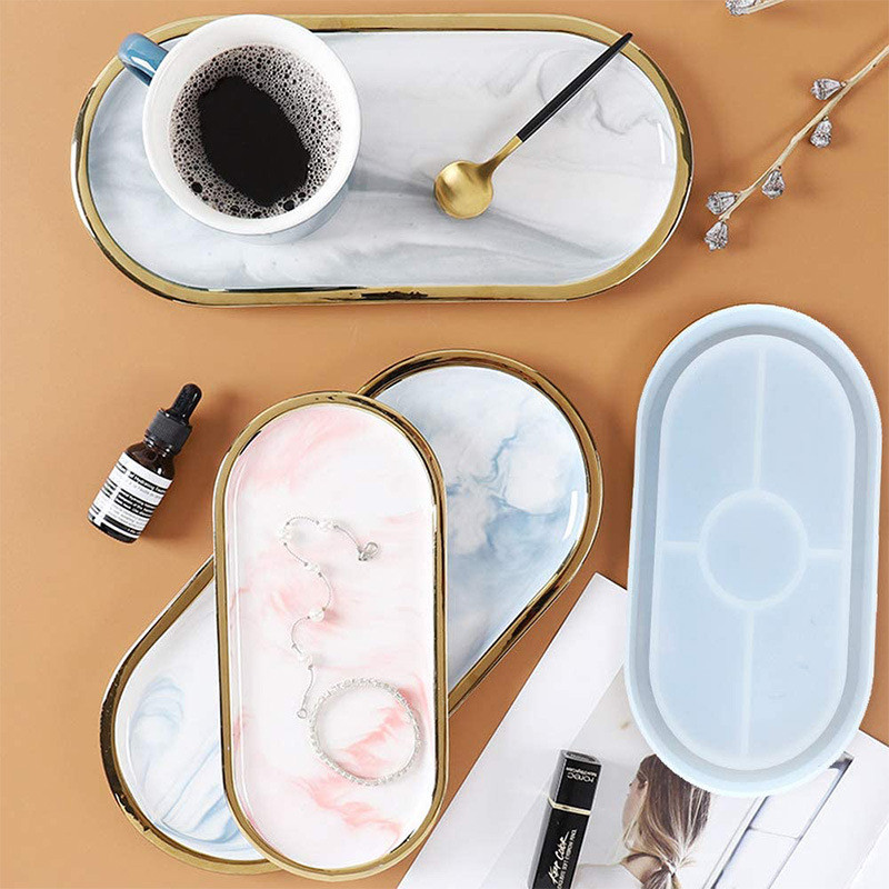 

Oval Thick Plate DIY Silicone Mold Mirror Tray Dish Crystal Epoxy Resin Mold