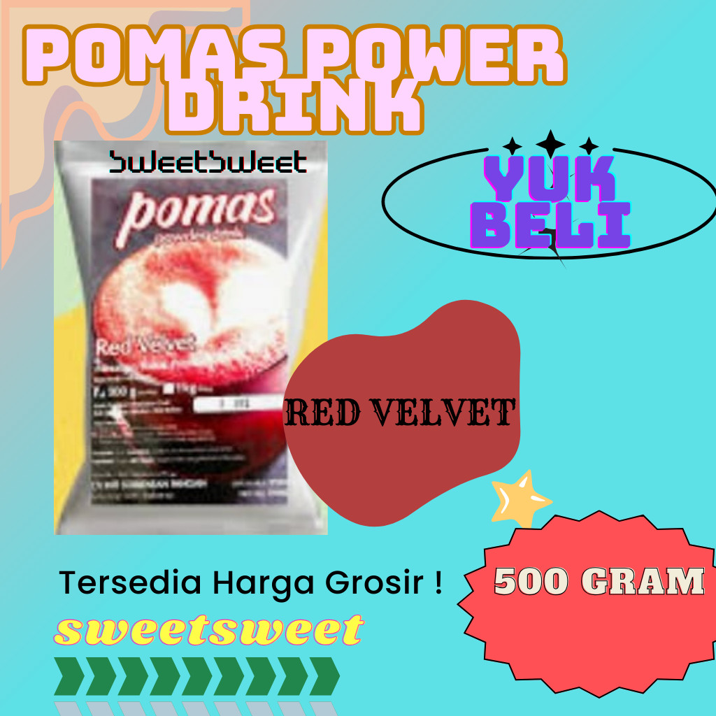 

Sweetsweet Pomas Powder Drink Red Velvet | Bubuk Minuman Rasa | Serbuk Boba Bubble Kekinian 500 Gr