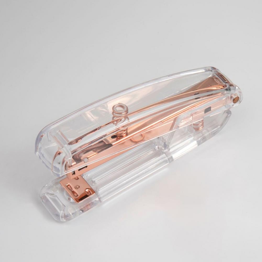 

Metal Plated Stapler Lever-action Stapler Heavy Duty Transparent Desktop Stapler with Anti-slip Base Labor-saving for School