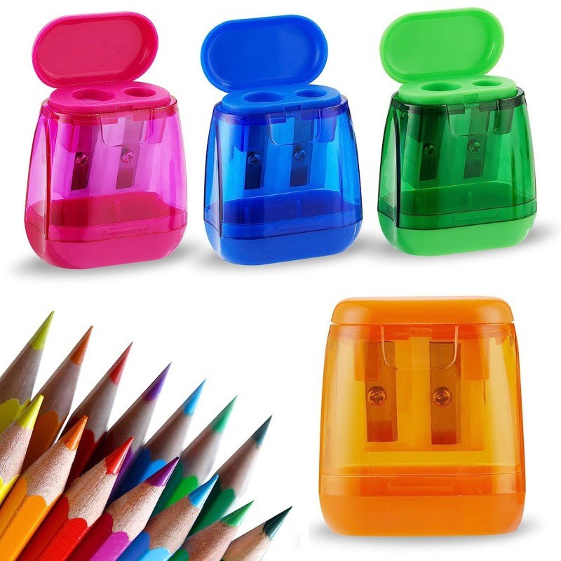 

A color random student two-hole pencil sharpener for children's school supplies - a must-have for starting school