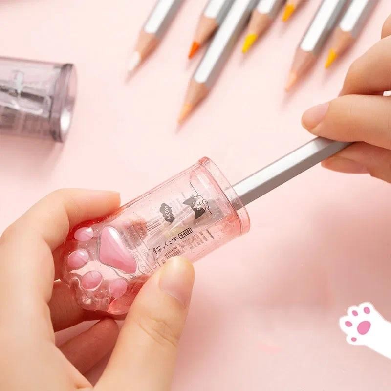 

1 pcs kawaii Cat Paw Pencil Sharpener Kawaii School Supplies Stationery Items Student Prize for Kids Gift Drawing Pencil Sharpen