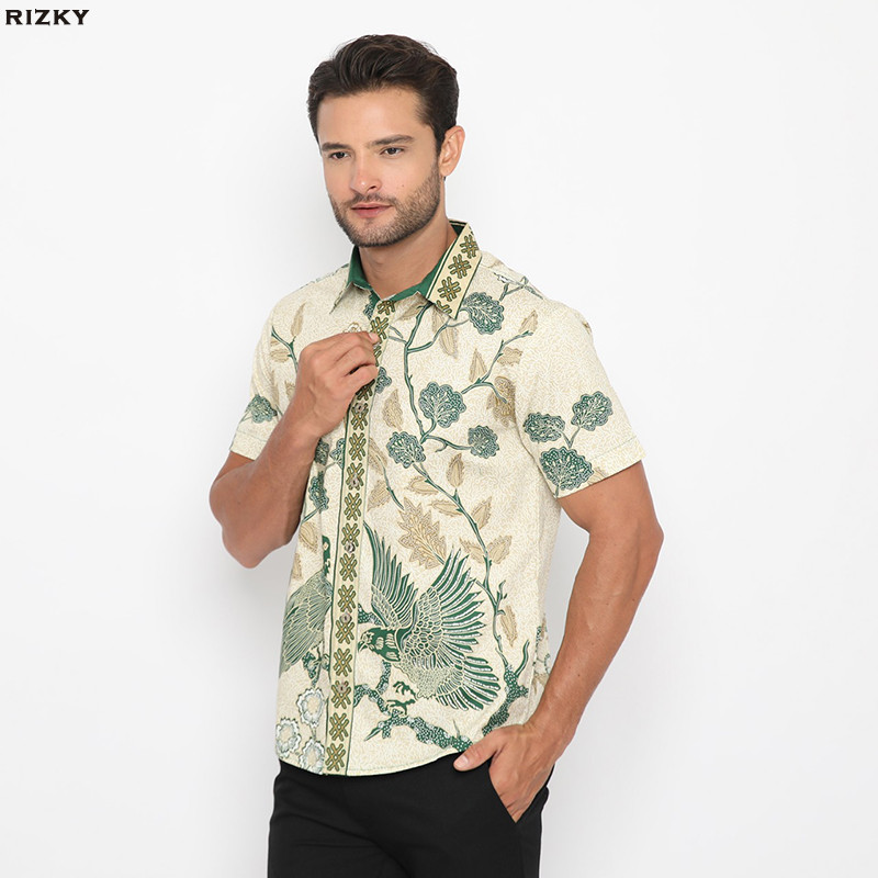 GIRLY Rizky Kemeja Batik Pria Kemeja Batik Pria Atasan Couple Hem Batik Lengan Pendek