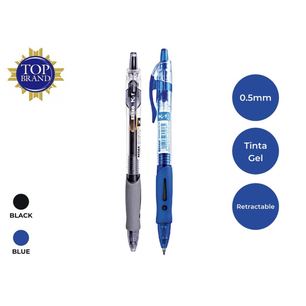 

KENKO Gel Pen K-1 Retractable | Pulpen Pena Bolpoin Hitam Biru Merah Kenko | Harga 1PACK : 12PCS : BlessingmaskOfficial ATK