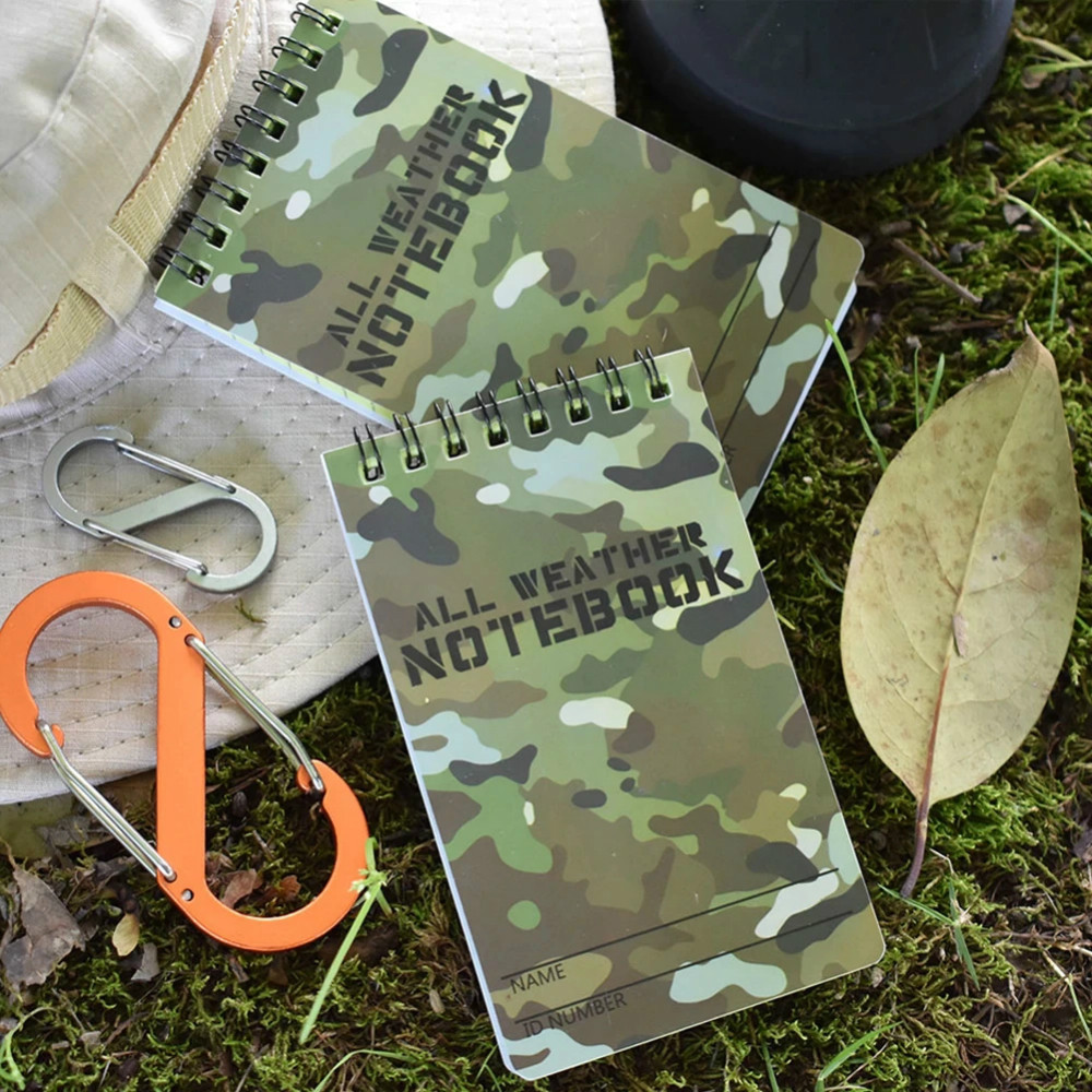 

Tactical Waterproof Notebook Camouflage PVC Cover Memo Pad Daily To Do List Loose-leaf Coil Notepad Writing Paper in Rain