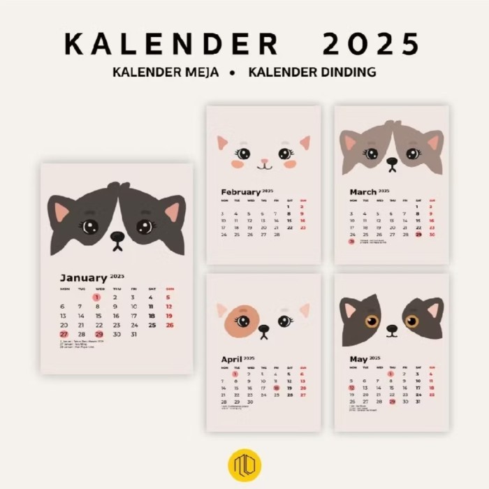 

ANDM Kalender Dinding Meja 2025 Aesthetic Tema Kucing - Meja