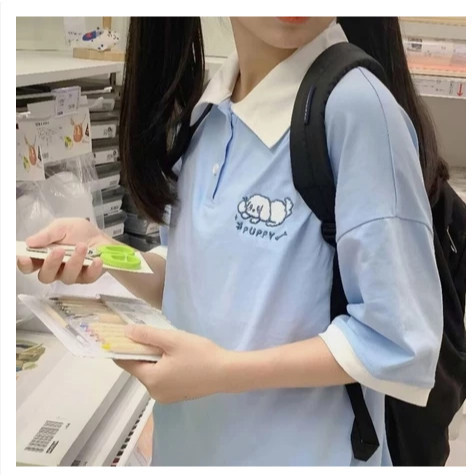 Felizo KAOS POLO PUPPY CUTE Simple Sablon Jumbo BigSize Kaos Polo Shirt Unisex M L XL 2XL 3XL 4XL 5X