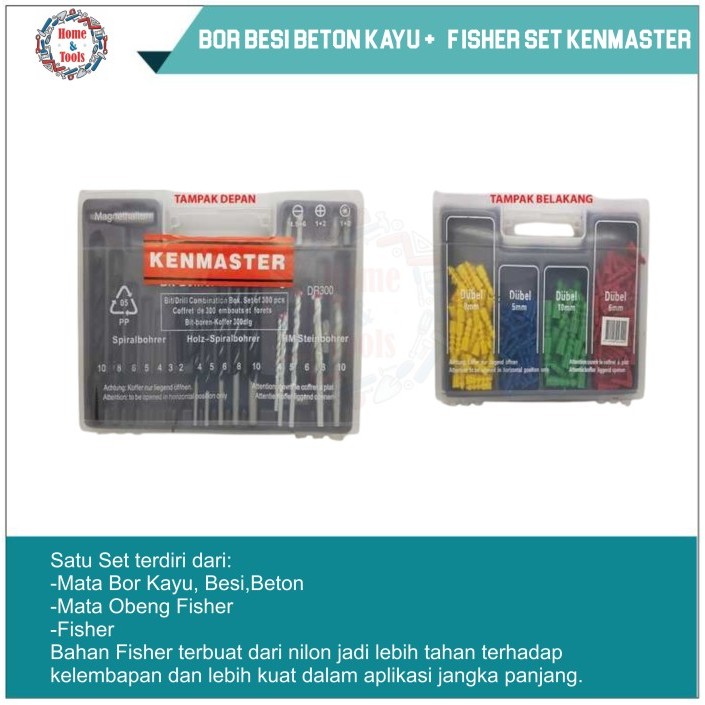 Set Bor Kenmaster Multi Fungsi / Bor Besi Beton Kayu + Fisher Set / Set Bor Multi Material / Set Bor