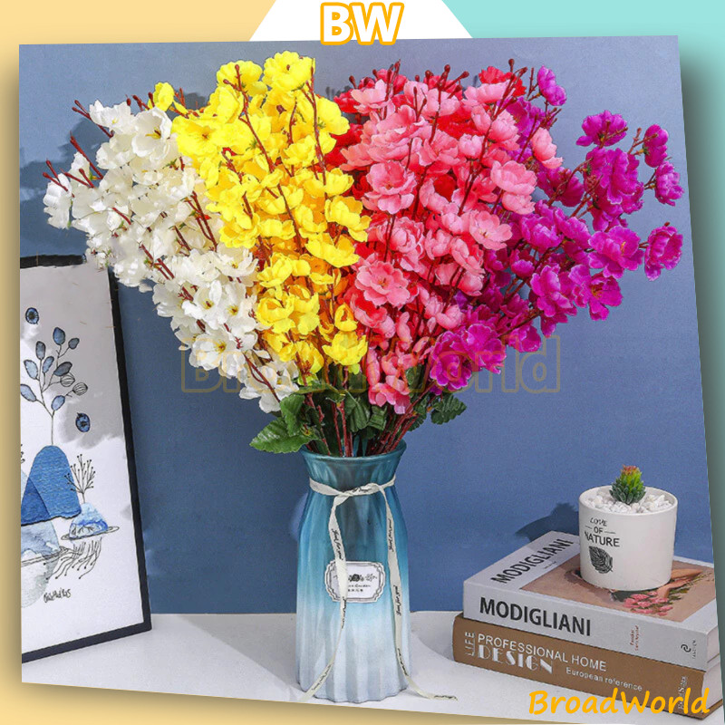 BW Bunga Sakura Tangkai 7 Cabang Tinggi 55cm Sakura Artificial/Bunga Cherry Blossom Tangkai Plastik