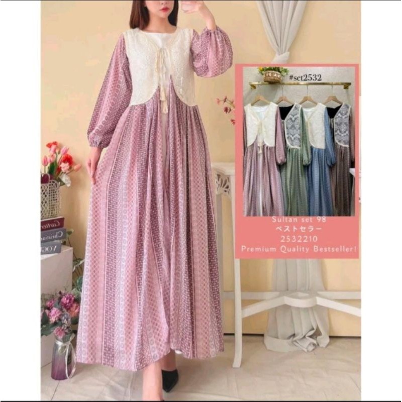 Gamis Dress Set Sultan 2in1 Korean Style by Yuna PROMO