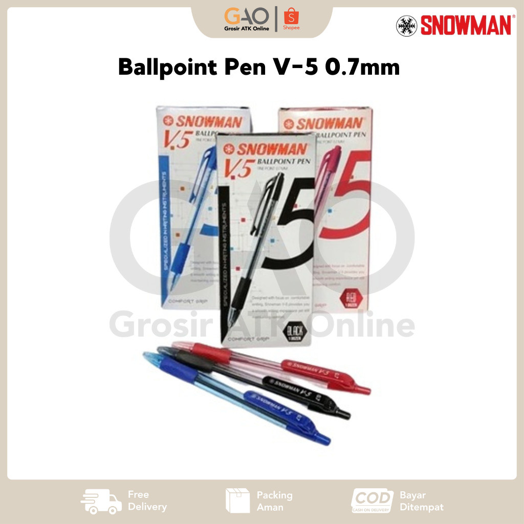 

Ballpoint Pen V-5 Snowman 0.7mm / Pulpen V-5 Snowman 0.7mm (1Pack Isi 12Pcs)