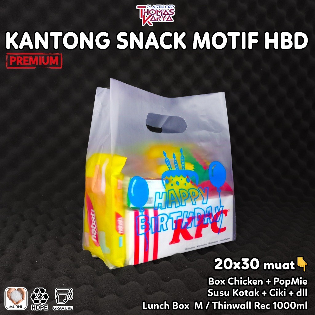 

Tas Ulang Tahun Anak 20x30 Motif HAPPY BIRTHDAY BIRU isi 50 Goodie Snack Bag Plastik