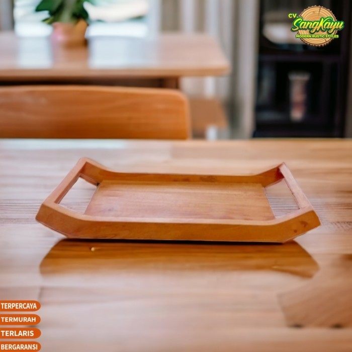Baki Nampan kayu handle 30x12x2cm Wooden Tray nampan saji serving tray - 30 x 12 cm