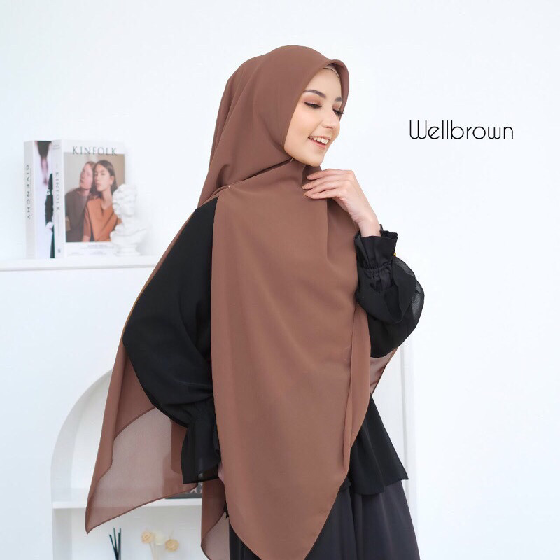 Segiempat Jumbo Instan Zipper | Hijab Resleting Jepang Jumbo Syari