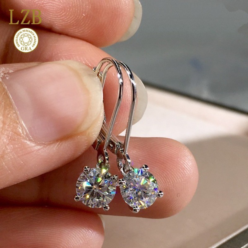 Anting Wanita Moissanite Gra Sertifikat