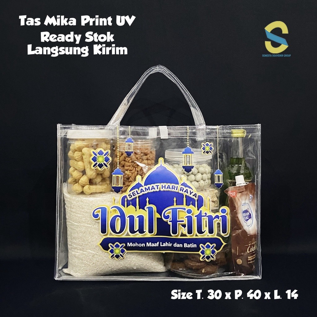 

Tas Lebaran Mika Print UV | Tas Ready Stock Parcel Lebaran Idul Fitri