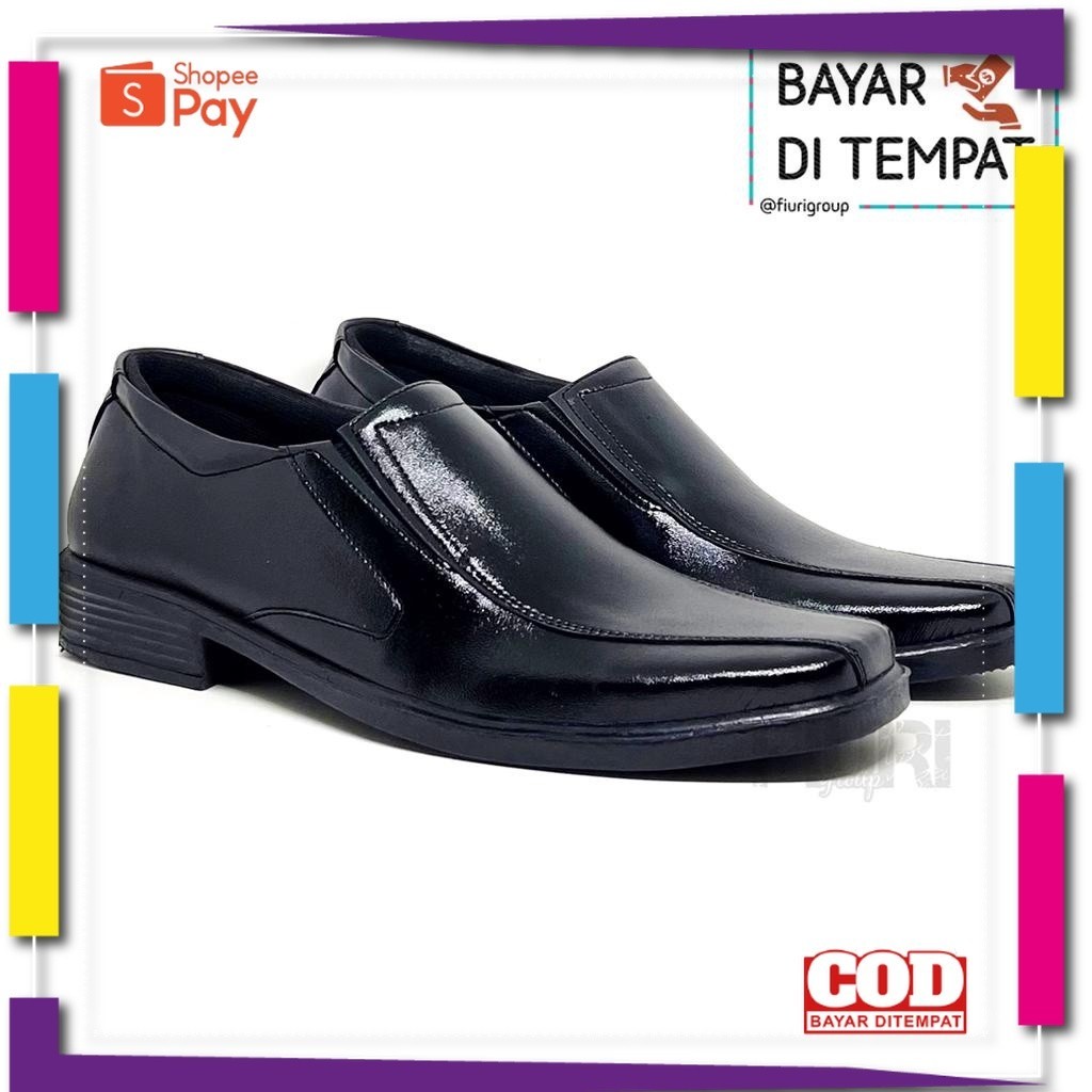 UKURAN SIZE 37 38 39 40 41 42 43 44 45 / FIURI -  Sepatu Pantofel Pria Polos - Sepatu Kerja - Sepatu