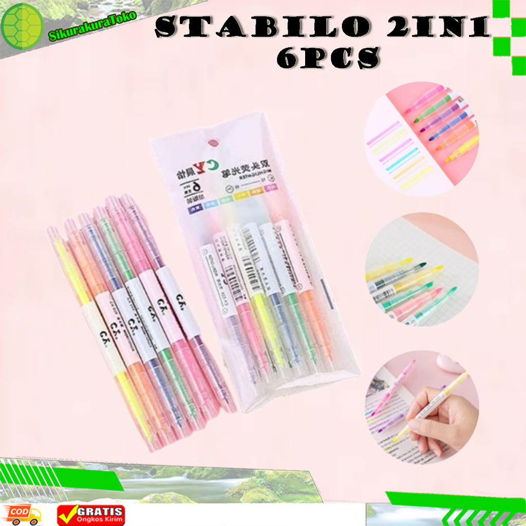 

(SKR) Set Stabilo Warna Isi 6 in 1 / Set Highlighter Warna Isi 6in1 / Stabillo Warna-Warni