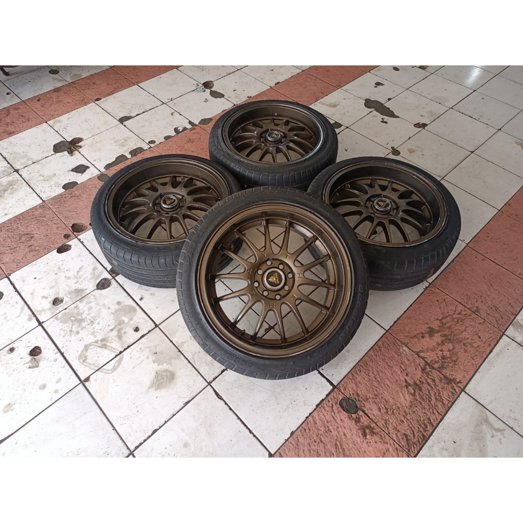 velg mobil bekas murah racing auto speed ring 17 lebar 7,5 pcd 4x100/114,3 ban bonus