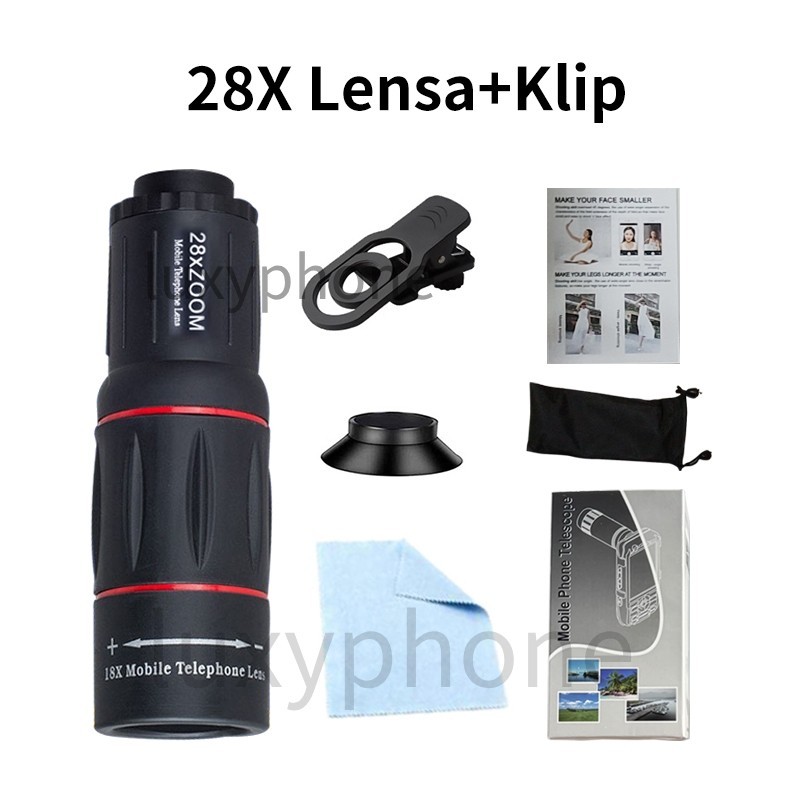 Apexel 28X Lensa Apexel 18x25 Original Telezoom HP Lensa Tele Zoom Kamera HP Dengan Tripod