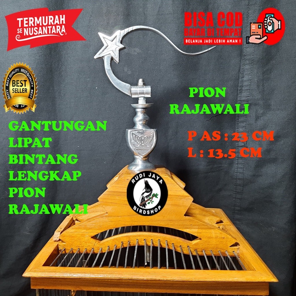 JUAL GANTUNGAN BINTANG SILVER LIPAT LENGKAP PION PCMI DAN RAJAWALI UNTUK CANTOLAN SANGKAR KOTAK BURU