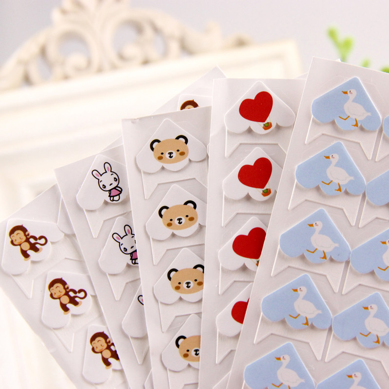 

24 Pcs/Lot DIY Cartoon Cute Animals Corner Cute Paper Stickers For Photo Albums Frame Decoration Scrapbooking Wholesale 11 Color