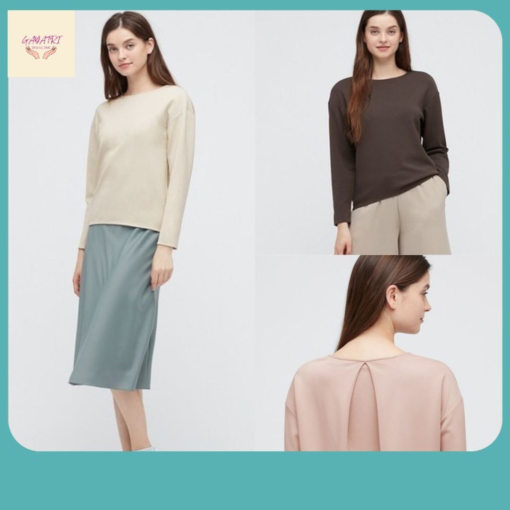 Terkini / Uniqlo Double Fabric Scuba Blouse - Atasan Wanita Longsleeve