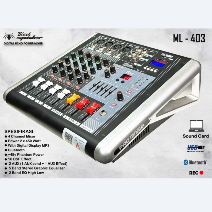 POWER MIXER BLACKSPIDER ML403 1000 WATT ORIGINAL black spider ml 403