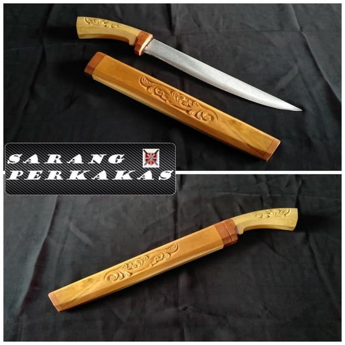 Pisau Tarisi Ukir Jati Pisau Sembelih Baja Per