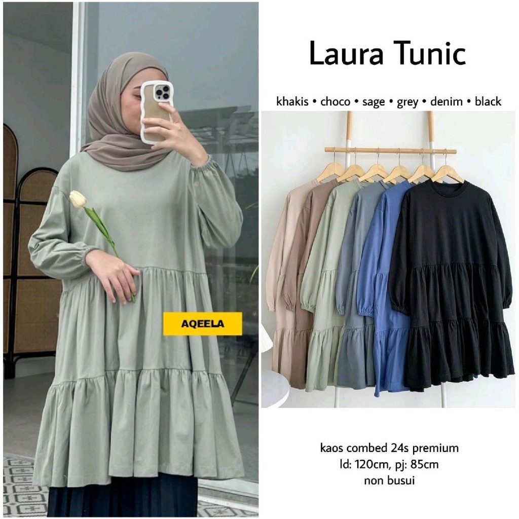 Laura Tunik Polos Susun Jumbo Oversize Stretch Premium