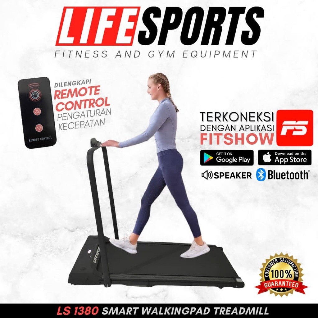 promo spesial sale LIFESPORTS - New Alat Kesehatan Olahraga Fitness Gym Smart Walking Pad Treadmill Listrik Elektrik Lifesports Handle LS 1380