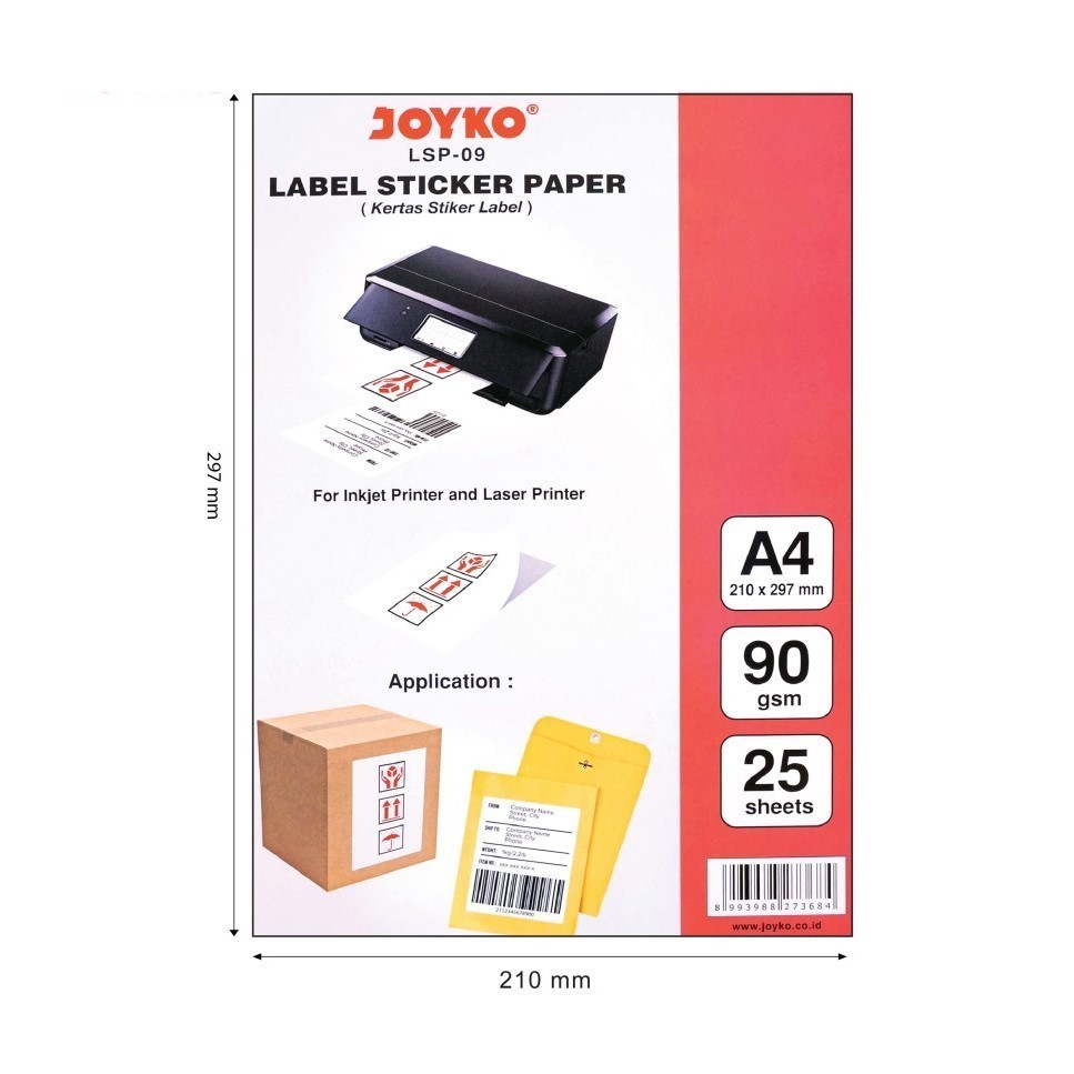 

[PACK] KERTAS LABEL STICKER / LABEL STICKER PAPER A4 - JOYKO LSP-09