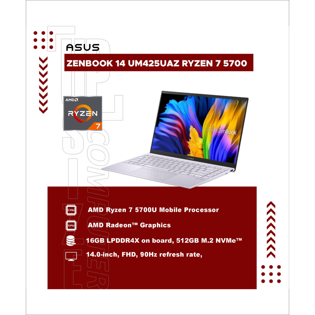 ASUS ZENBOOK 14 UM425UAZ RYZEN 7 5700