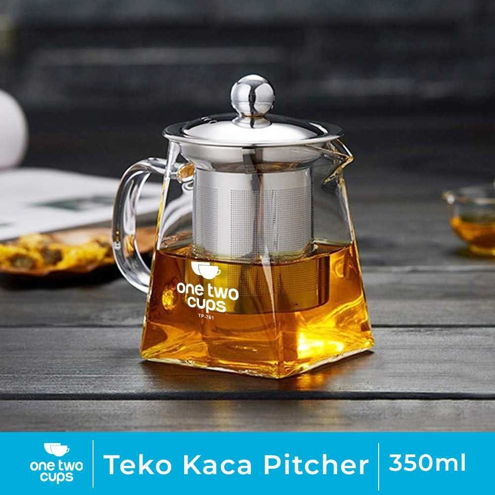 

One Two Cups Teko Teh Kaca Tahan Panas Api Glass Teapot with Saringan - TP-761