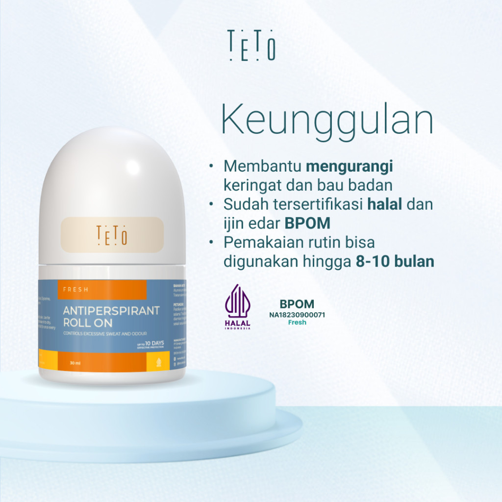 TETO -  Antiperspirant 30ml yang mengurangi keringat & bau hingga 10 Hari - Fresh
