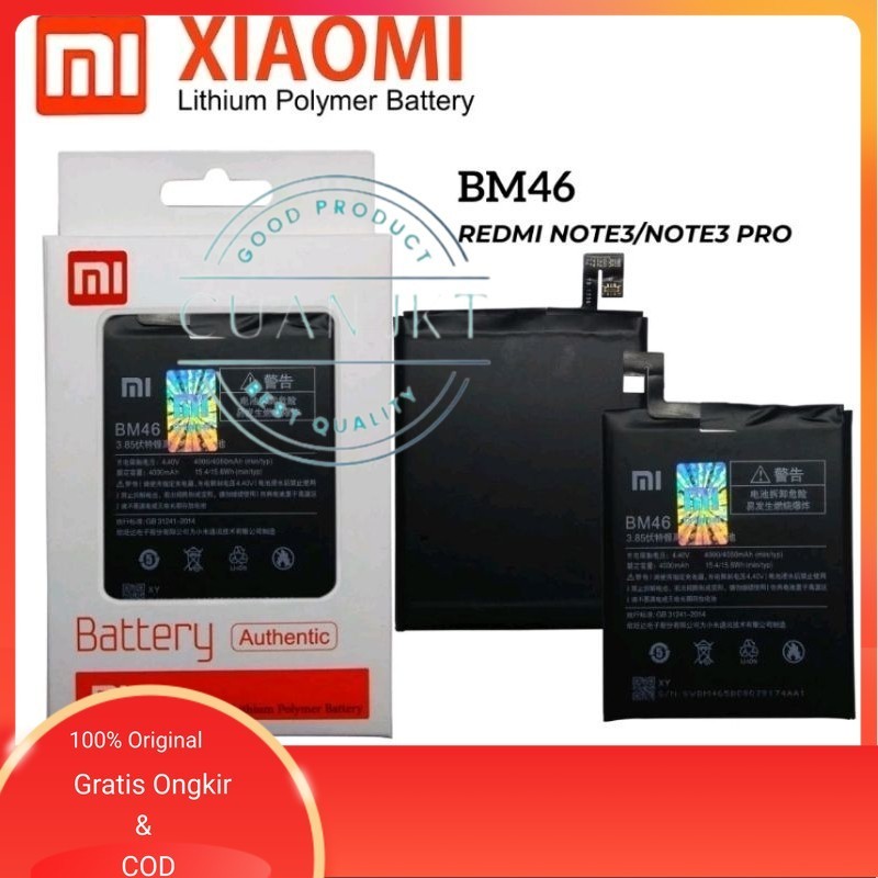 Original Baterai Batre Xiaomi Redmi Note 3 / Redmi note 3 Pro Original 100%