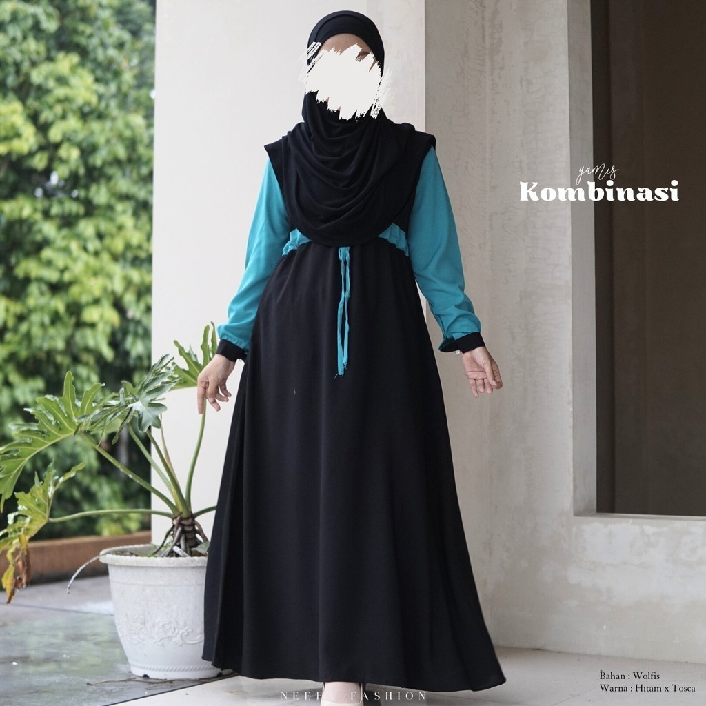 GAMIS DAILY POLOS KOMBINASI 2 WARNA BAHAN WOLFIS SUPER NYAMAN