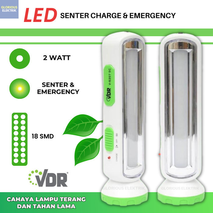 Lampu Senter Led Emergency VDR V-5207SC