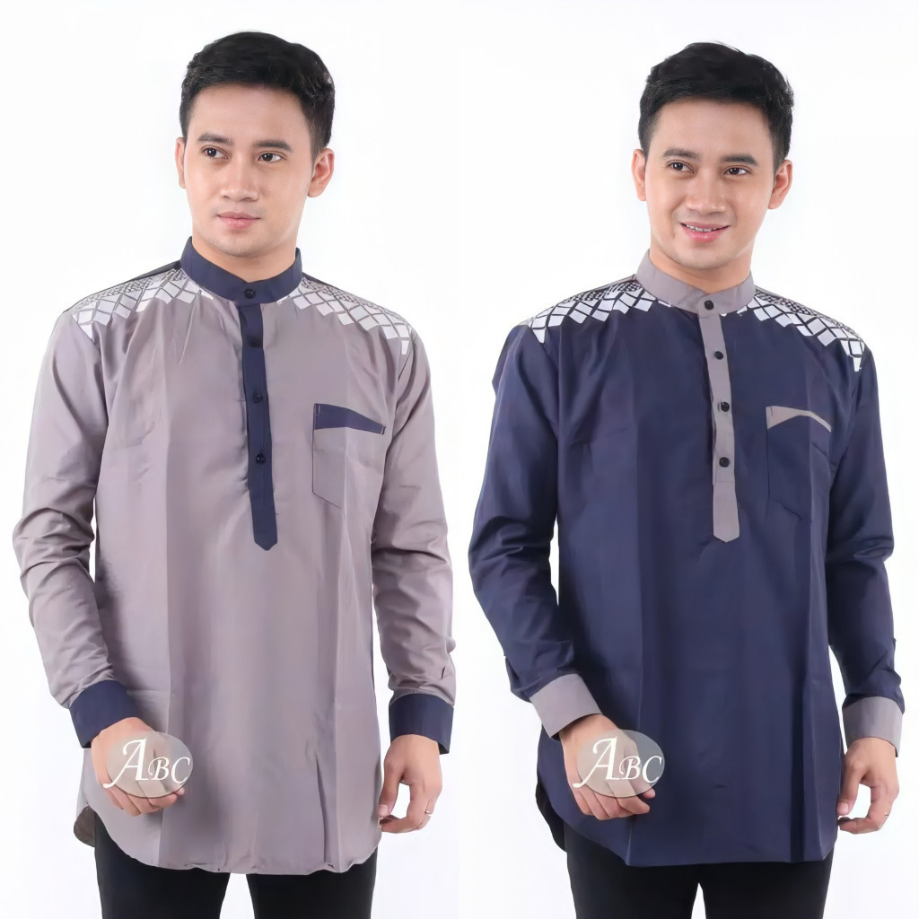 Baju Koko Kurta Lengan Panjang Fashion Muslim Pria Dewasa Terbaru Promo Idul Adha