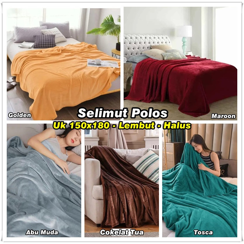 KAIN HALUS ADEM LEMBUT TEBAL / Selimut Polos Ukuran 150x180cm Bahan lembut - Selimut Bulu