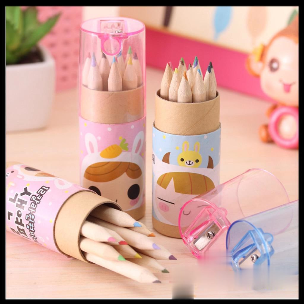 

Mcc Pensil Warna 12 IN 1 + Serutan Pensil Color Pencils Quality Pensil Warna Karakter Kemasan Tabung Murah