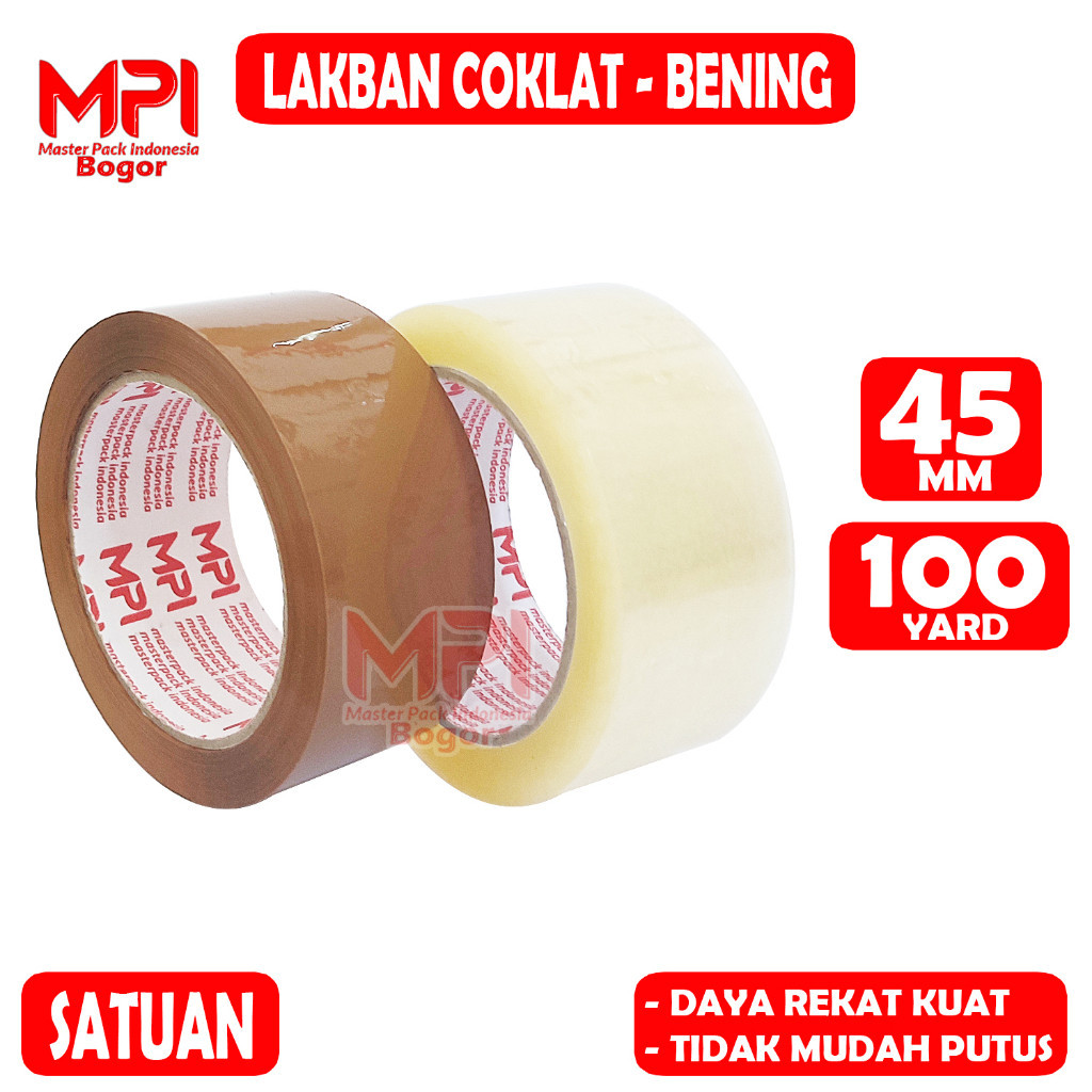 

Lakban Bening - Lakban Coklat MPI 45 mm x 100 yard / Lakban Packing - Master Pack Indonesia Bandung