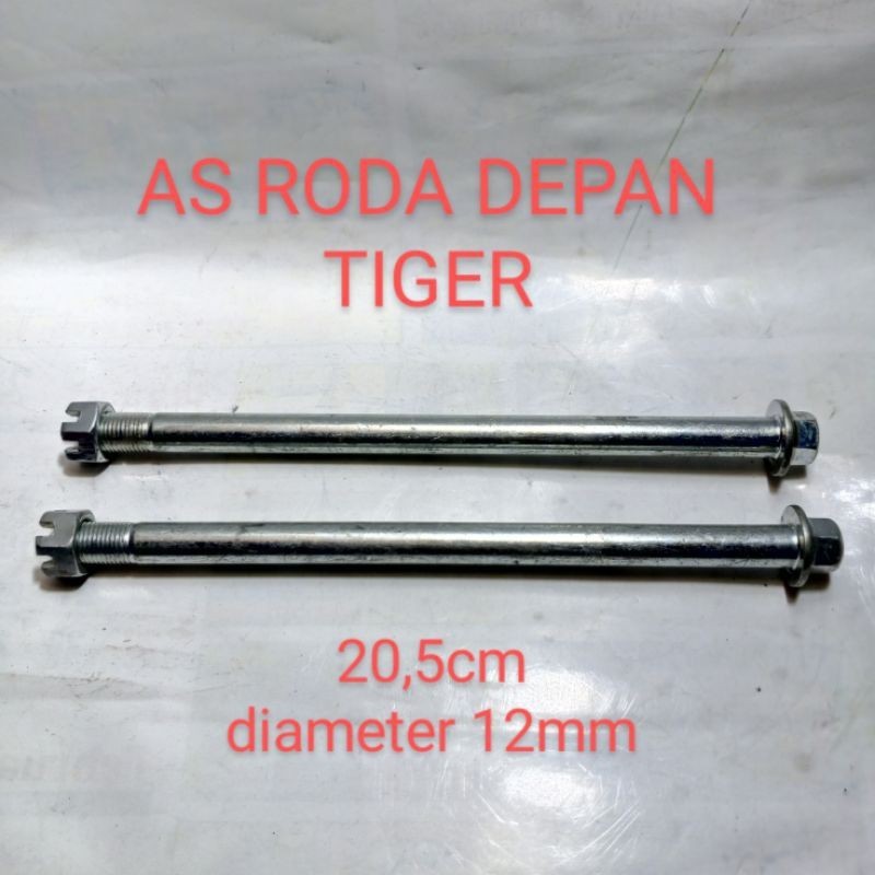 BAUT MUR AS RODA DEPAN HONDA TIGER PANJANG 20,5 cm BAGUS BERKUALITAS / as roda depan Tiger / as depa